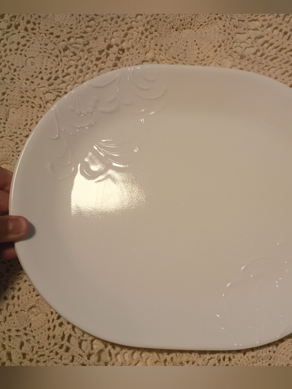 Corelle White Embossed Oval Serving Platter Set Of 2